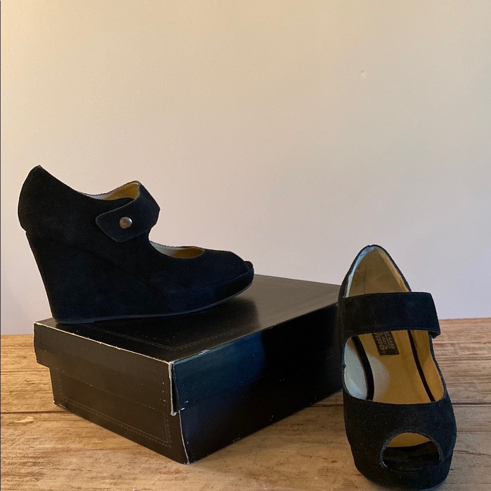 Black Suede Wedge Shoes